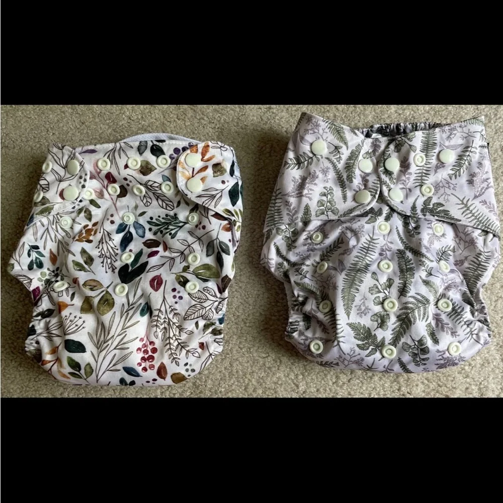 Floral and Fern Print Cloth Diapers